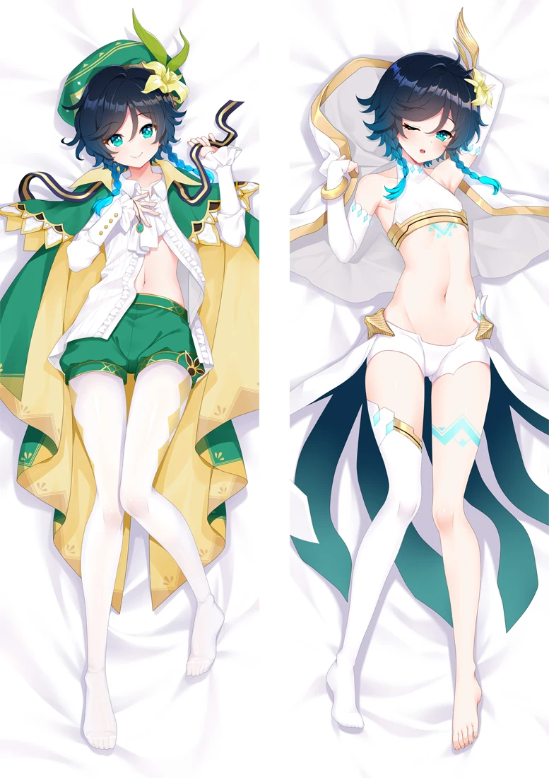 

Genshin Impact Paimon Venti Barbatos Cosplay Dakimakura Case Hugging Body Pillow Prop