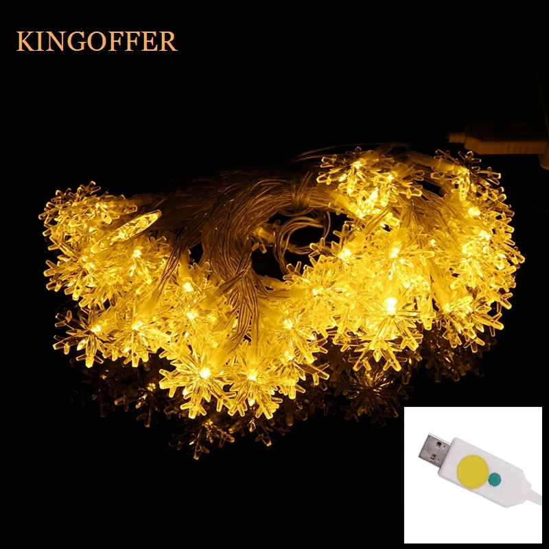 DC5V USB 10 м 60 светодиодов Светодиодные гирлянды 8 режимов Снежинка Фея свет пост