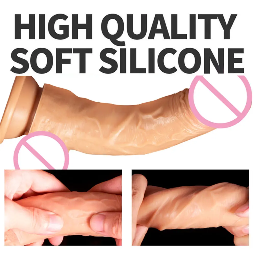 Мягкий реалистичный вибратор с подогревом секс игрушки на присоске