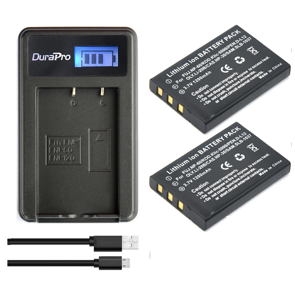Аккумулятор NP 60 NP60 1200 мАч 2 шт. зарядное устройство с ЖК экраном и USB портом для Samsung