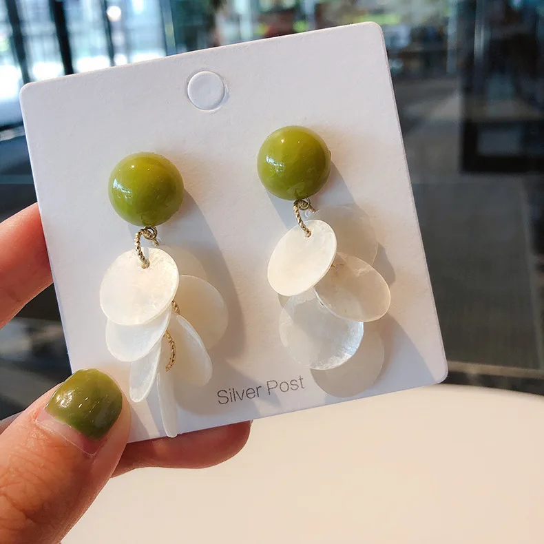 Женские длинные серьги из смолы корейский дизайн ювелирные украшения с белыми