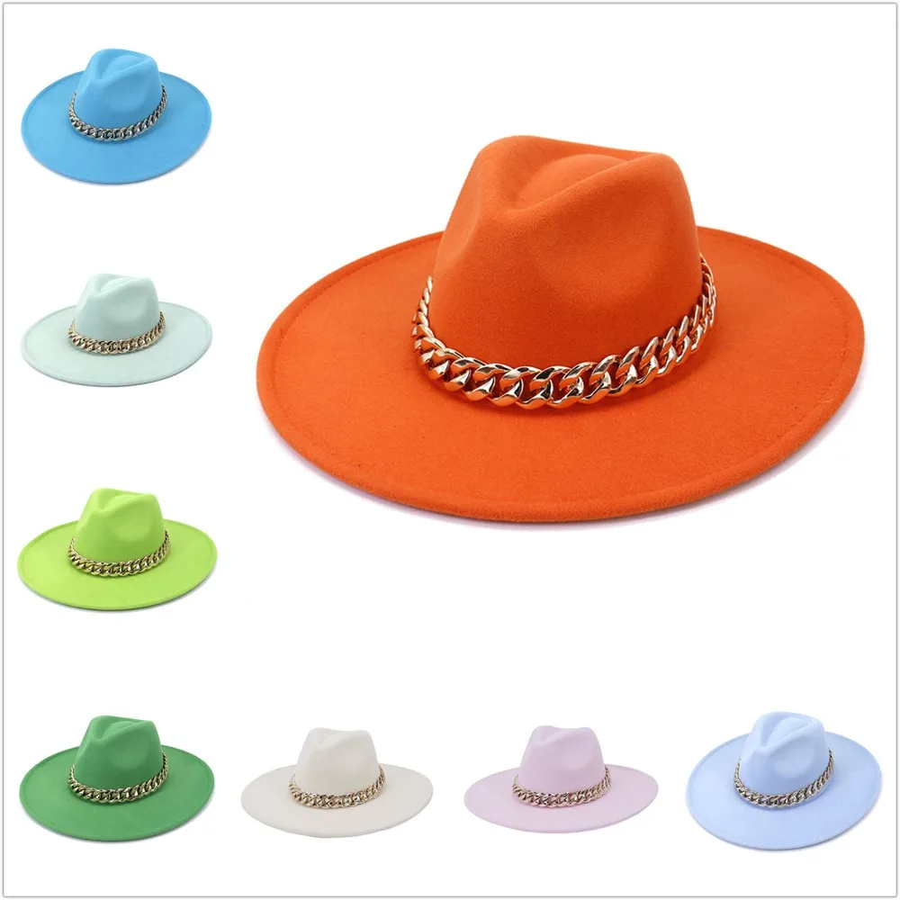 

Black/White 9.5cm Wide Brim Simple Church Derby Top Hat Panama Solid Felt Fedoras Hat for Men Women Wool Felt Blend Jazz Cap