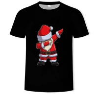 2021 christmas 3d printing fashion santa claus short sleeved t shirt soft material outdoor casual loose oversized t shirt