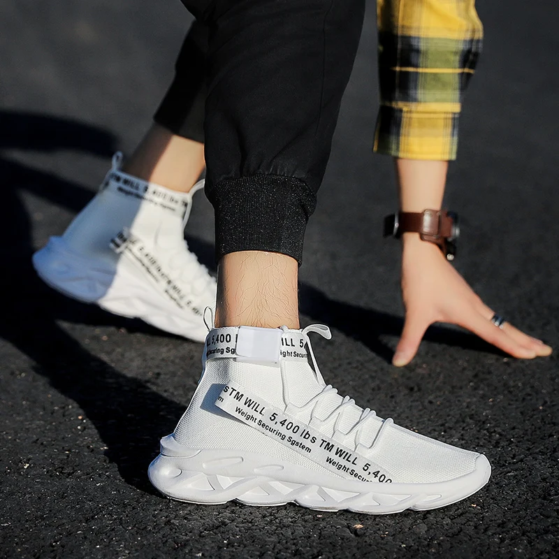 Летающая тканая Спортивная повседневная мужская обувь большого размера носки