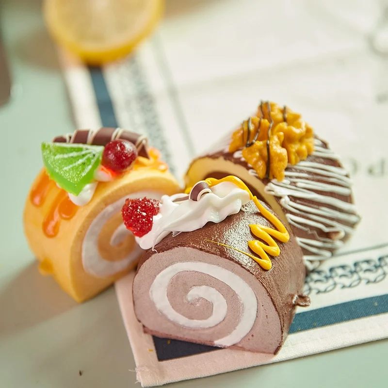 12 шт./компл. имитация еды модель Hokkaido Swiss roll торт свадьба образец украшение