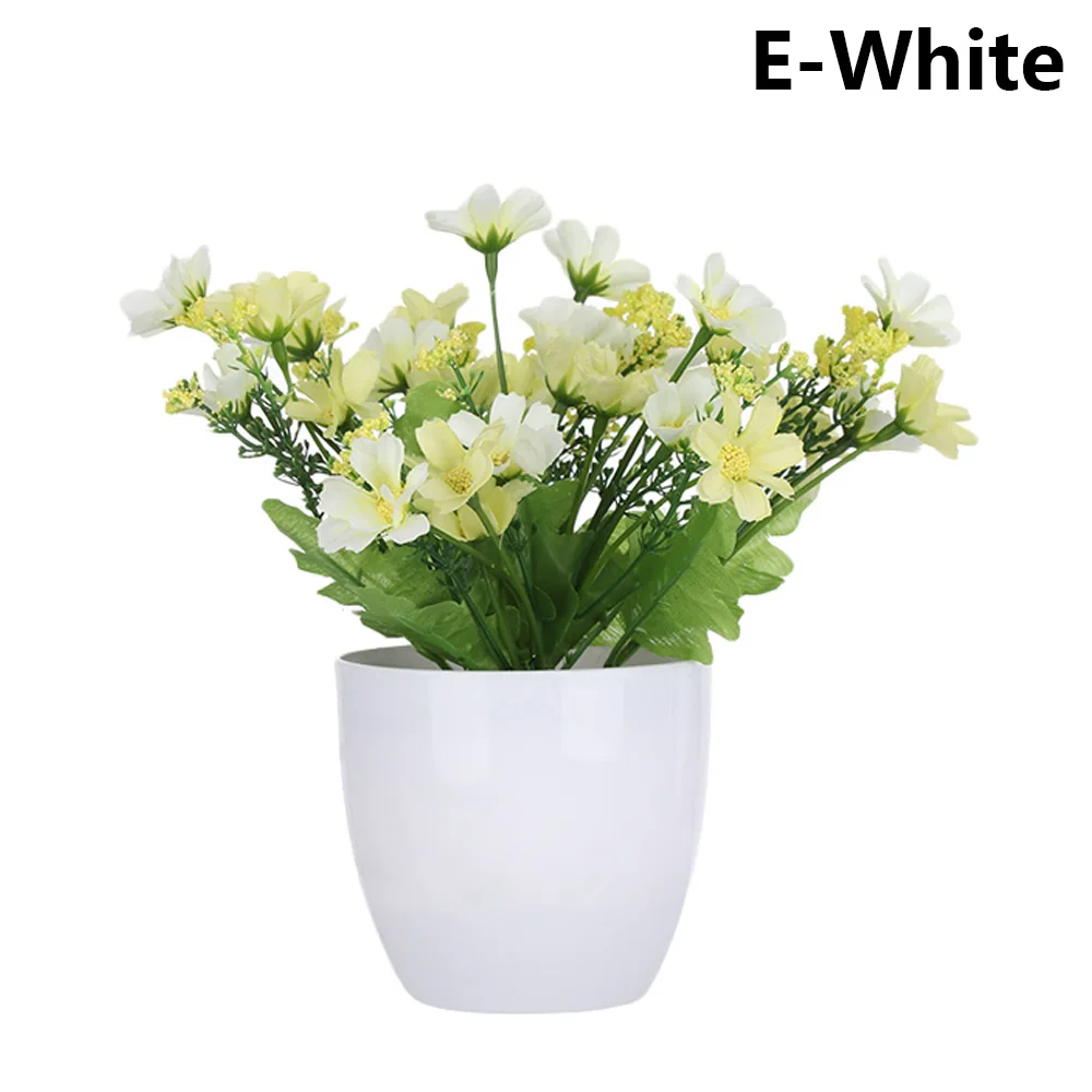 E-White 1 комплект искусственный пластиковый бонсай заменитель пены в горшке реалистичные растения Настольный орнамент топиарная сосновая дерево украшение для дома ремесла - Цвет: E-White