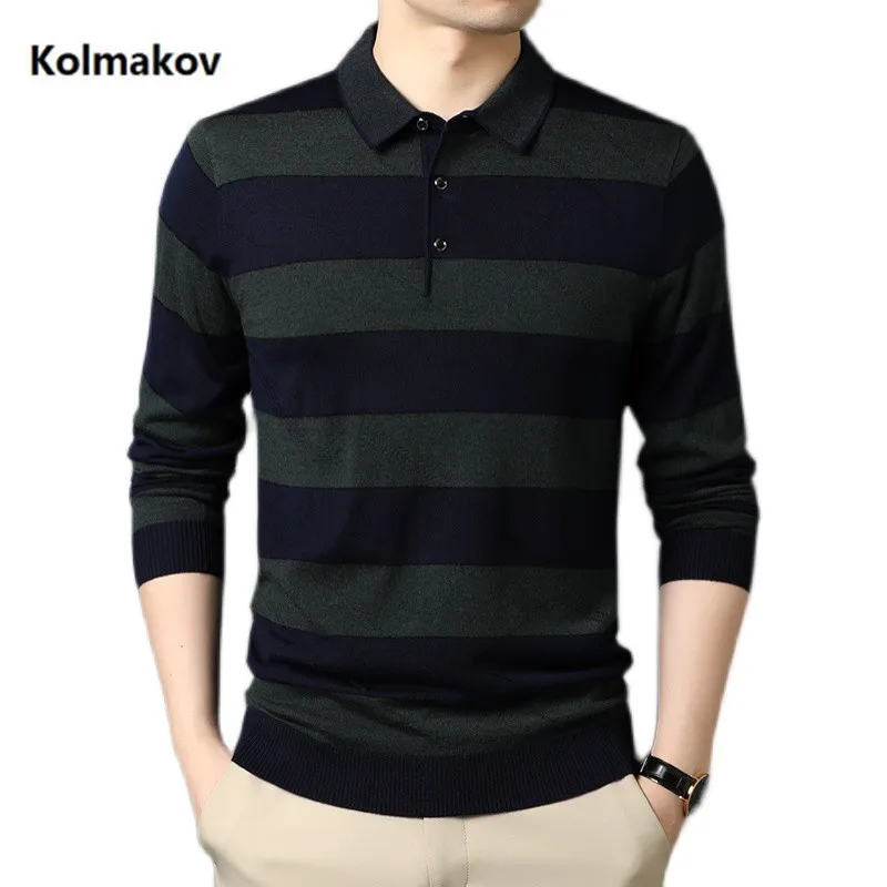 

2021 spring new arrival Men's T-Shirts Mens Shirt long Sleeve autumn Stripe business t-shirt men size M-3XL tees