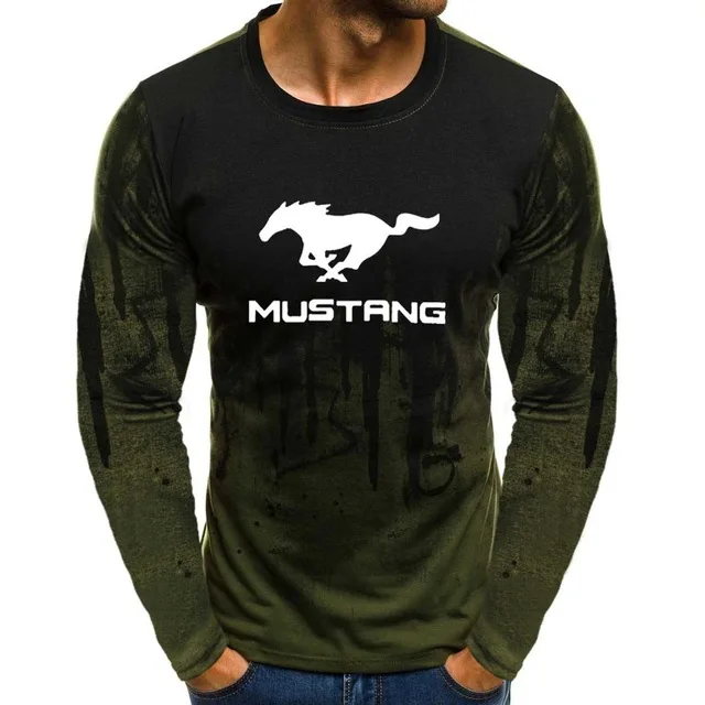 Gradient O neck pullover Sweatshirts Mustang Car Logo Printed Casual Cotton Men Hoodies Hip Hop Harajuku Clothing T | Автомобили и