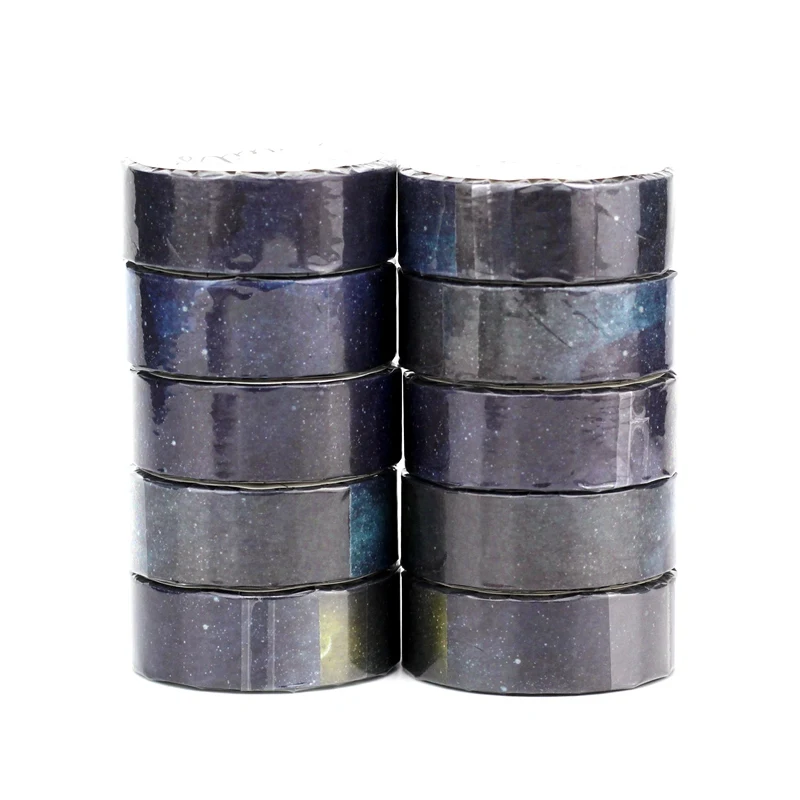 

NEW 10pcs/Lot Decorative Cute Blue Starry Galaxy Washi Tapes Japanese Bullet Journal Adhesive Masking Tape Stationery