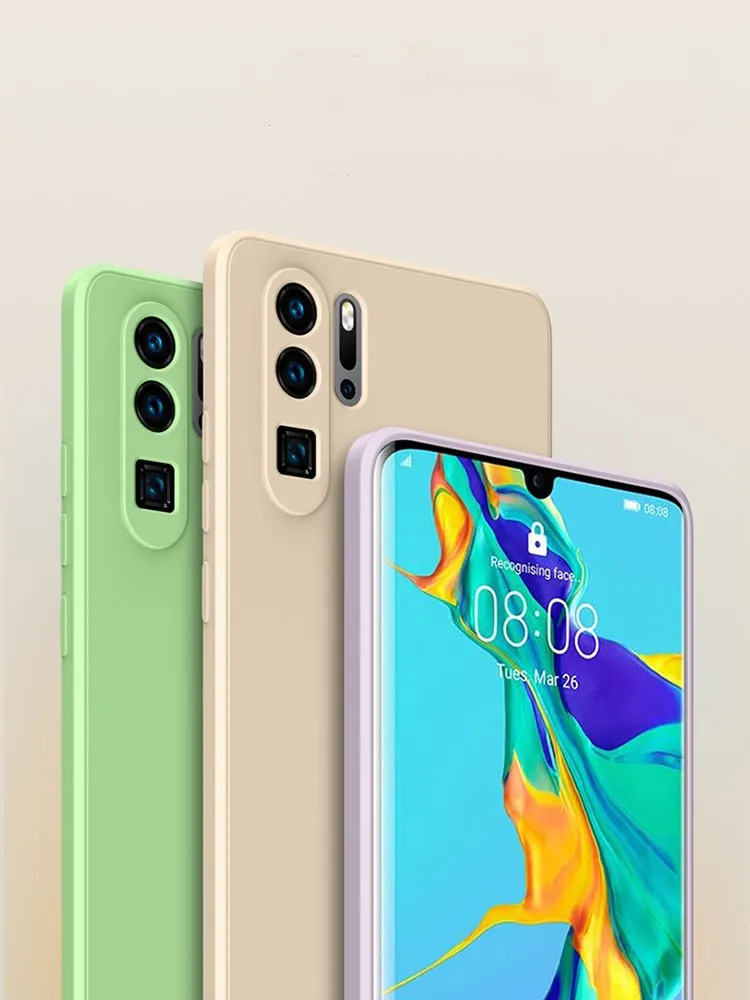 Original Liquid Silicone Phone Case For Huawei P30 P20 P40 Pro Lite Mate 20 30 40 Pro Honor 30 Pro Luxury Soft Protector Cover