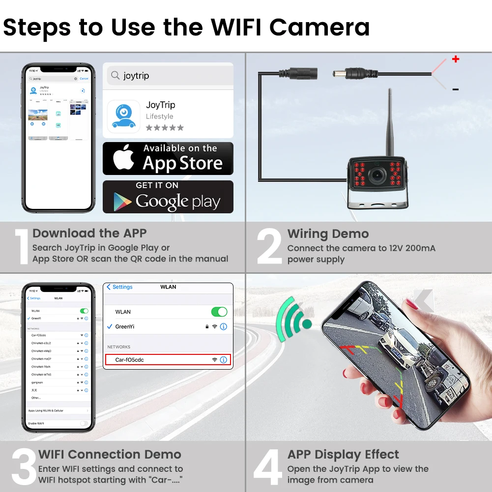 $50.95 GreenYi 5G WiFi HD 720P 170 Degree 100M Wireless Bus Van Truck RV Car DVR Front Rear View Camera For IOS and Android Phone