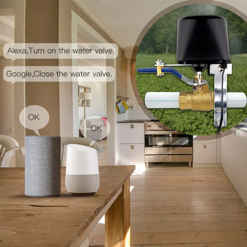 Умный клапан управления для воды и газа Tuya Wifi/Zigbee автоматическое отключение
