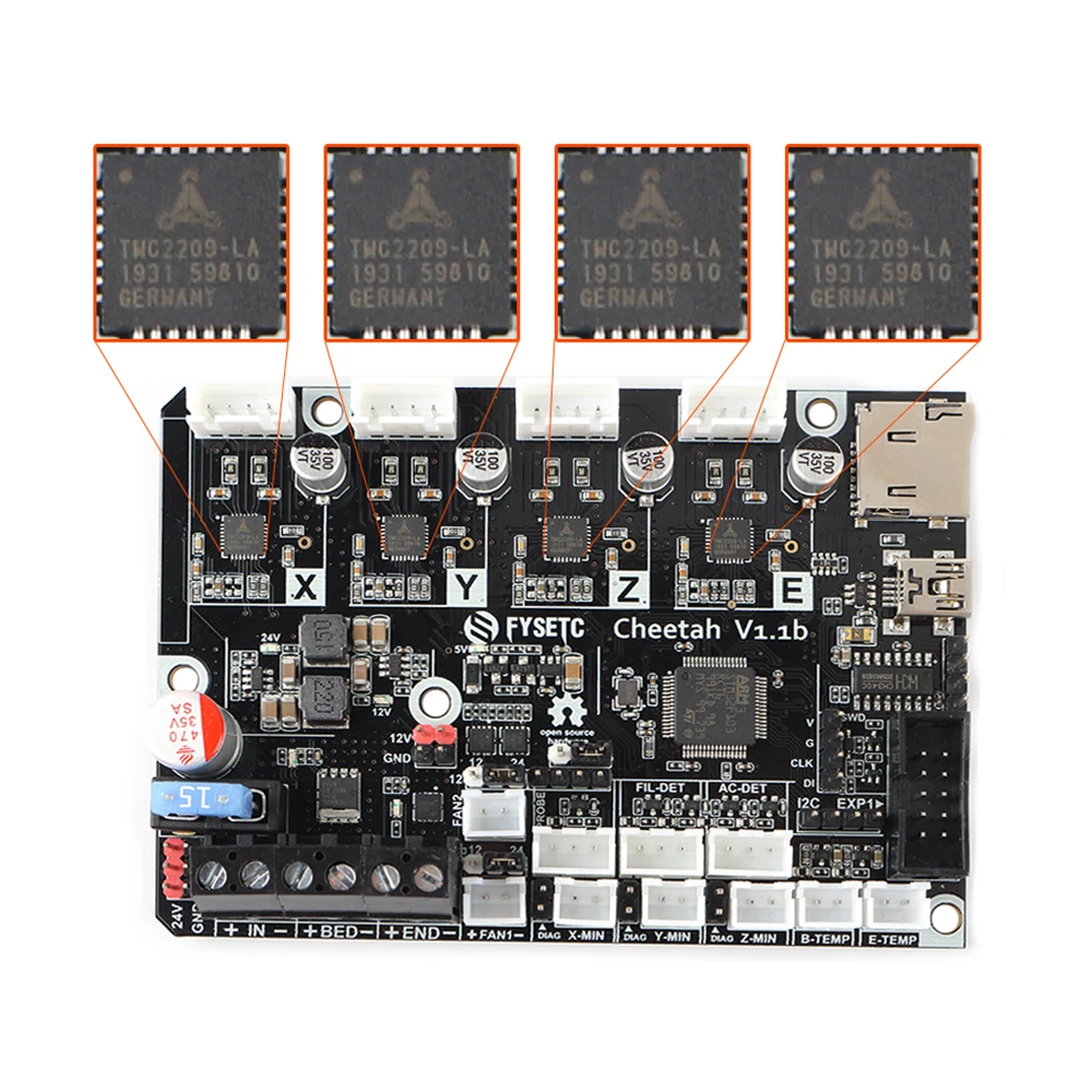 Cheetah v1.1b 32 бита доска TMC2209 UART Бесшумная доска Marlin 2,0 SKR mini E3 TMC2208 для Creality CR10 Ender-3 Ender 3 Pro Ender 5