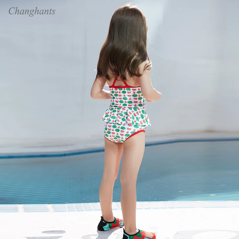 Купальник для девочек 1-10 лет детский слитный купальник с белым рисунком Арбузов