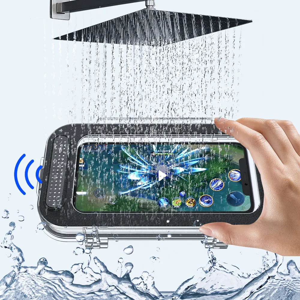 phone holder bathroom waterproof home wall mount case stand box self adhesive touch screen phone shell shower sealing storage free global shipping