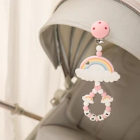 baby toy silicone rainbow pram clip pacifier clip chain mobile pram personalize name rattle stroller toys bed bell around neborn