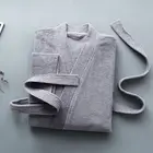 Халат-кимоно из чистого хлопка для мужчин и женщин, классический простой халат, повседневная домашняя ночная рубашка для полотенца, Осень-зима