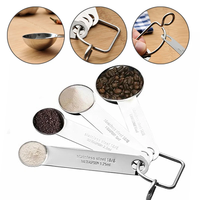 4 шт. набор из нержавеющей стали Мерная ложка лопатка измерительные инструменты и