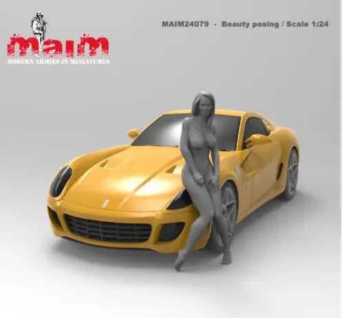 1/24 Смола Модель Строительный комплект фигурка машина и девушка (без машины) |