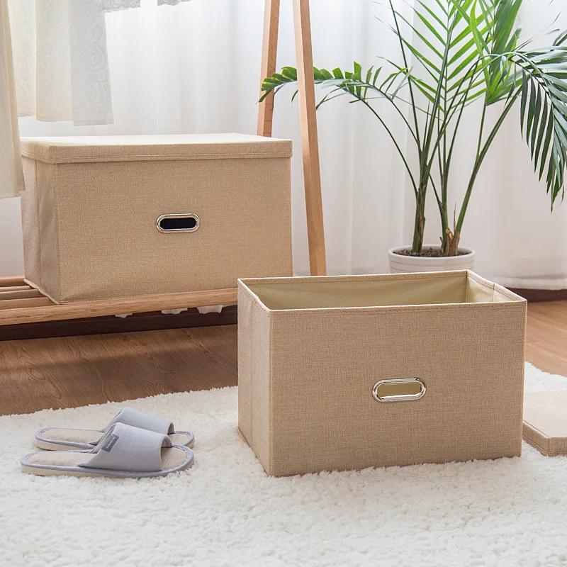

Foldabl Cotton Linen Clothes Organizer Underwear Storage Box with Cover Folding Cases Necktie Toy Clothing Storage Bin Container