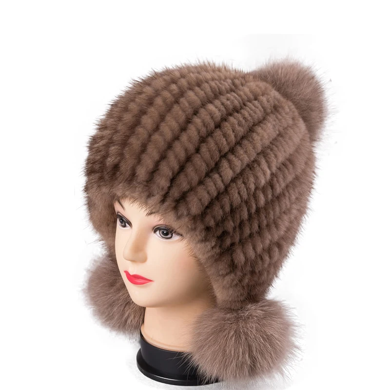 Женская меховая шапка 2019 модная Трендовая из лисьего меха и норки Новая