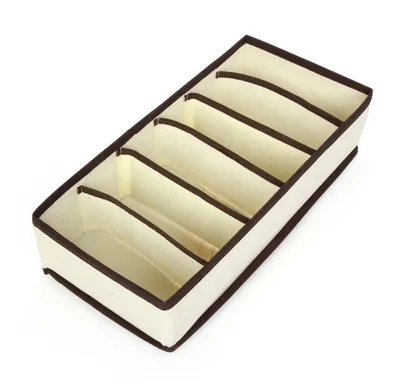 6 grids Beige Multi-size Bra Underwear Organizer For Line Foldable Home Storage Box Non-woven Wardrobe Drawer Closet Organizer For Scarf Socks - Цвет: 6 grids Beige