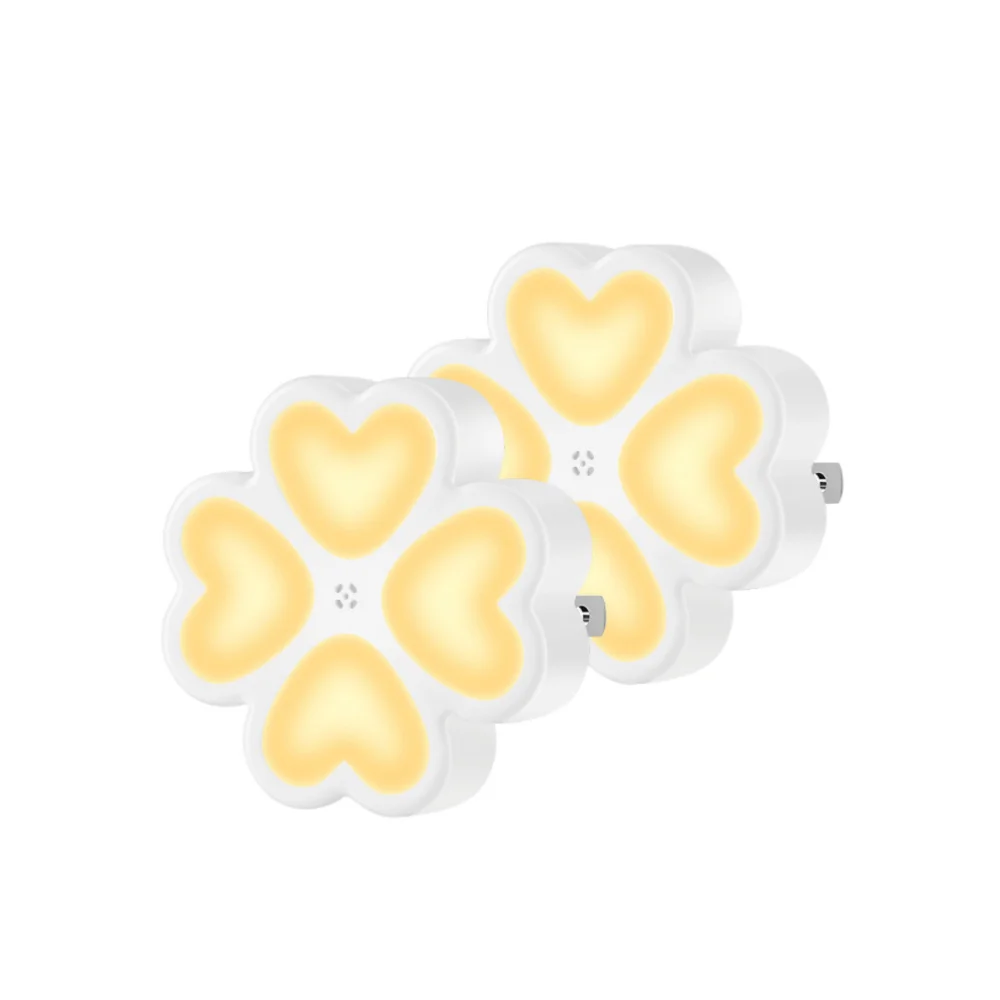 

Four Leaf Night Light Creative LED Plug-in Night Lamp for Kids Room Bedroom Nursing Hallway Stairs (0.7W Warm Light, with
