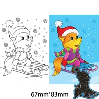 new metal cutting dies squirrel on a sled for card diy scrapbooking stencil paper craft album template dies 6783mm