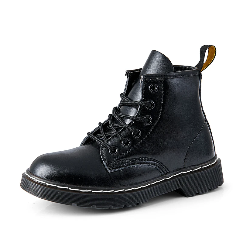 Кожаные роскошные детские ботильоны унисекс с мехом теплые зимние ботинки для