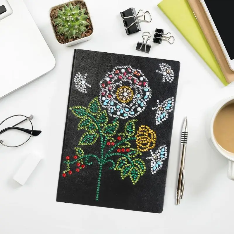 Бабочка цветочный узор DIY тетрадь особой формы алмазная живопись 50 страниц А5