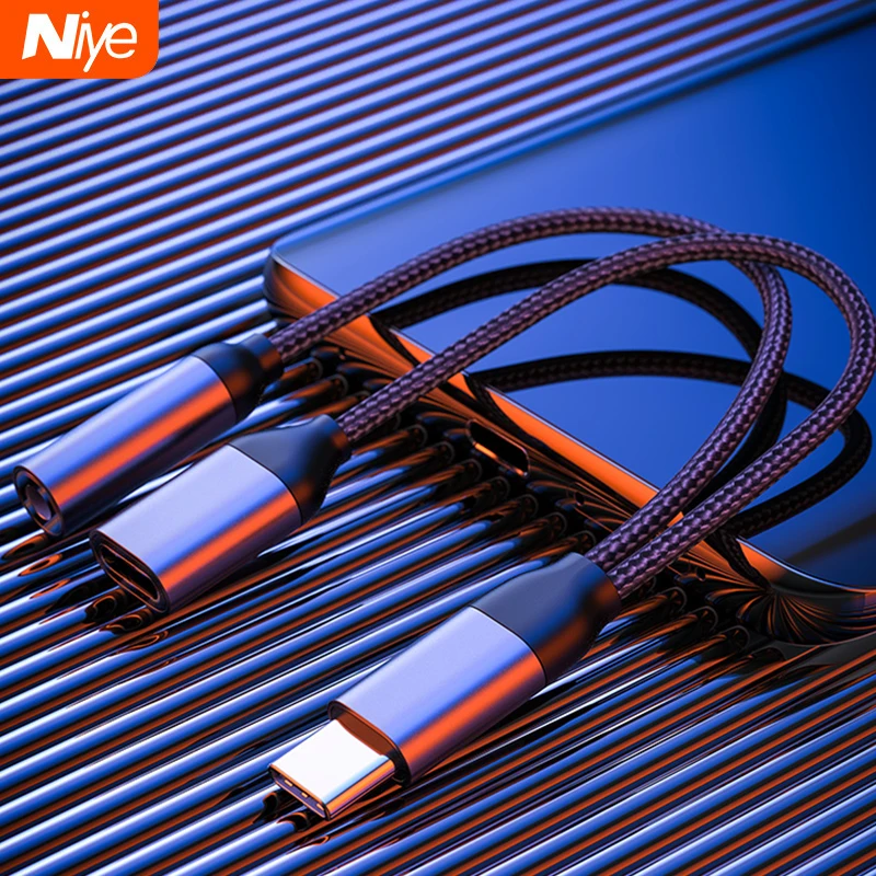 Niye 2 In1 USB C To 3.5mm AUX Audio Charging Cable Type Adapter Headphone Splitter For Xiaomi Huawei Samsung Type-C Convertor | Мобильные