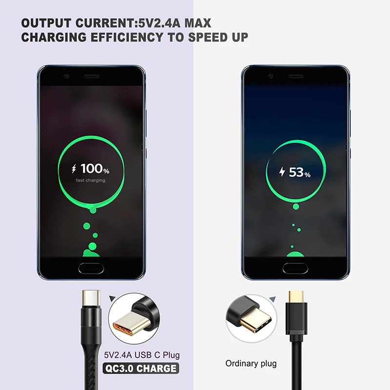 Кабель USB C кабель type C кабель для мобильного телефона Быстрая зарядка телефонный кабель для samsung S9 huawei P10 nintendo Oneplus 5 черный C245