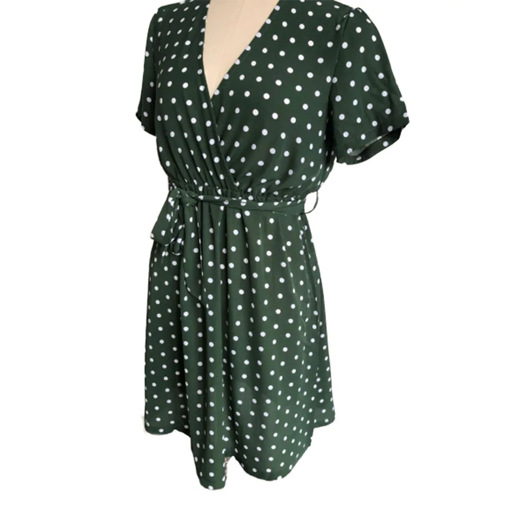 Женское платье в горошек с оборками летнее уличное сексуальное повседневное