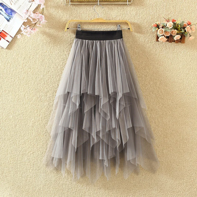 Юбка трапеция с высокой талией тонкая Асимметричная длинная юбка в стиле Джокер