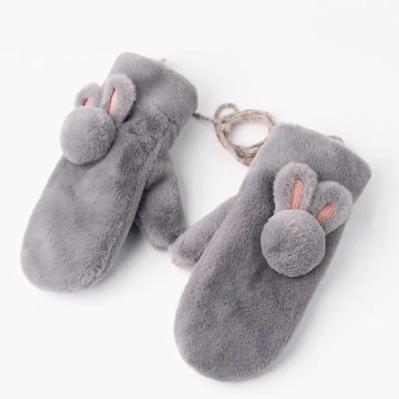 

Ladies gloves Christmas new style plus velvet thick winter hanging neck gloves windproof warm outdoor gloves cute student gloves