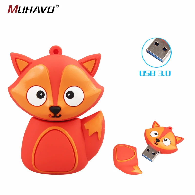 Usb флеш накопитель 3 0 128 ГБ 64 милая мультяшная usb флешка 32 пингвин лиса стильный 16 8
