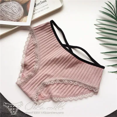 Милое сексуальное хлопковое кружевное белье с перекрестной лентой обтягивающее