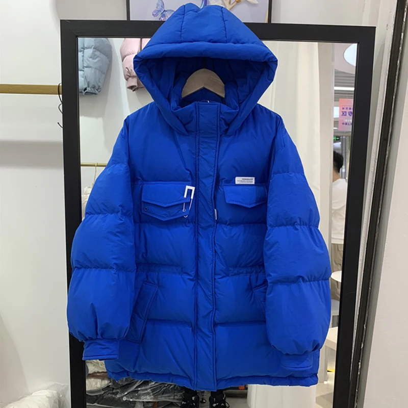 Klein blue ladies winter jacket jacket 2021 new style down cotton plus size thick waist cotton-padded jacket Harajuku jacket