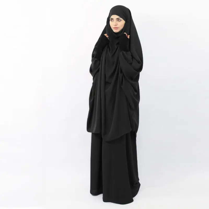 

Eid Muslim 2 Piece Set Hooded Women Hijab Dress Prayer Garment Long Khimar Skirt Jilbab Abaya Ramadan Gown Abayas Islamic Niqab