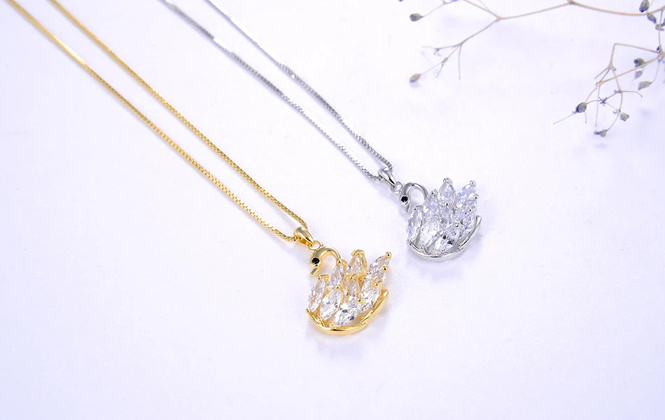 ORSA JEWELS 925 ожерелье с подвеской в виде лебедя для женщин из стерлингового серебра АААА Циркон классические милые вечерние ювелирные изделия для помолвки SN177