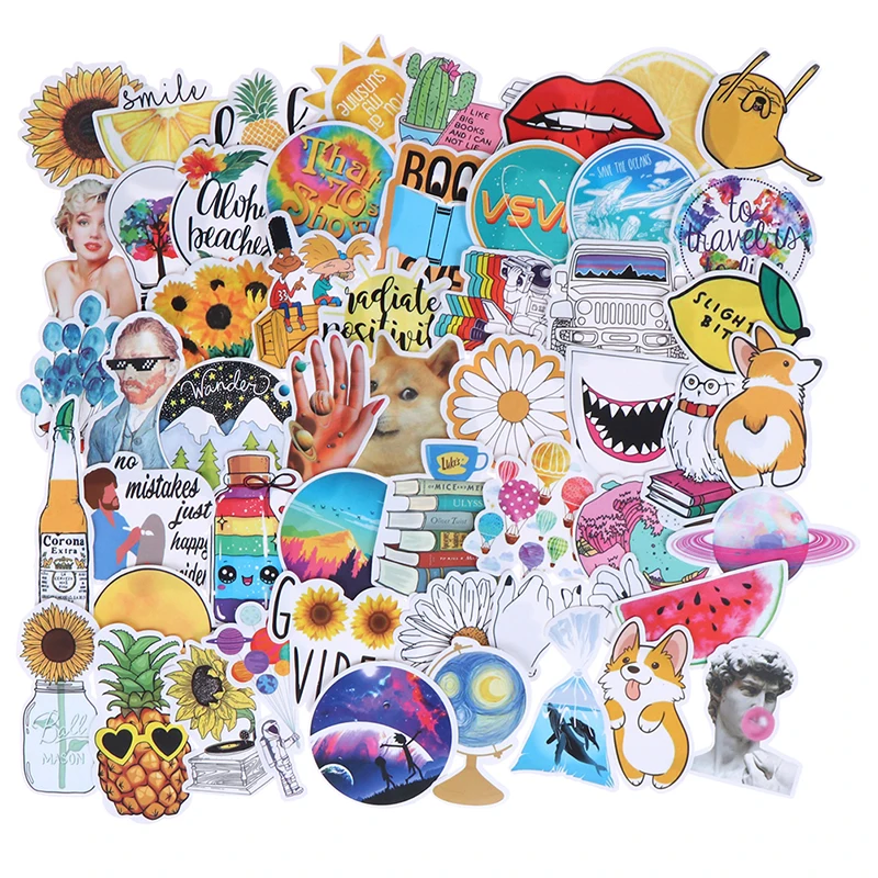 

53 шт./лот, летний светильник в деревенском стиле для девочек, ПВХ наклейки, игрушки, декор для автомобиля, ноутбука, телефона, багажника, гита...
