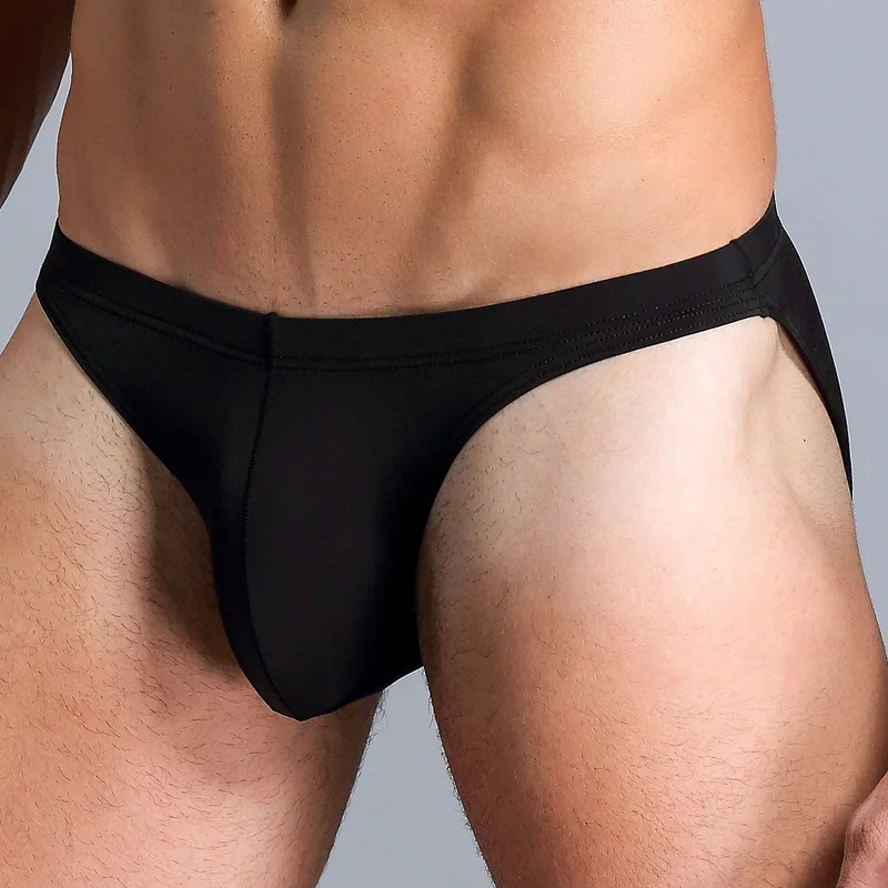 

Men's Sexy Hip Lifting Low-Waist U-Convex Pouch Briefs Solid Homme Ice Silk Breathable Elastic Underwear Briefs Underpants 2xl