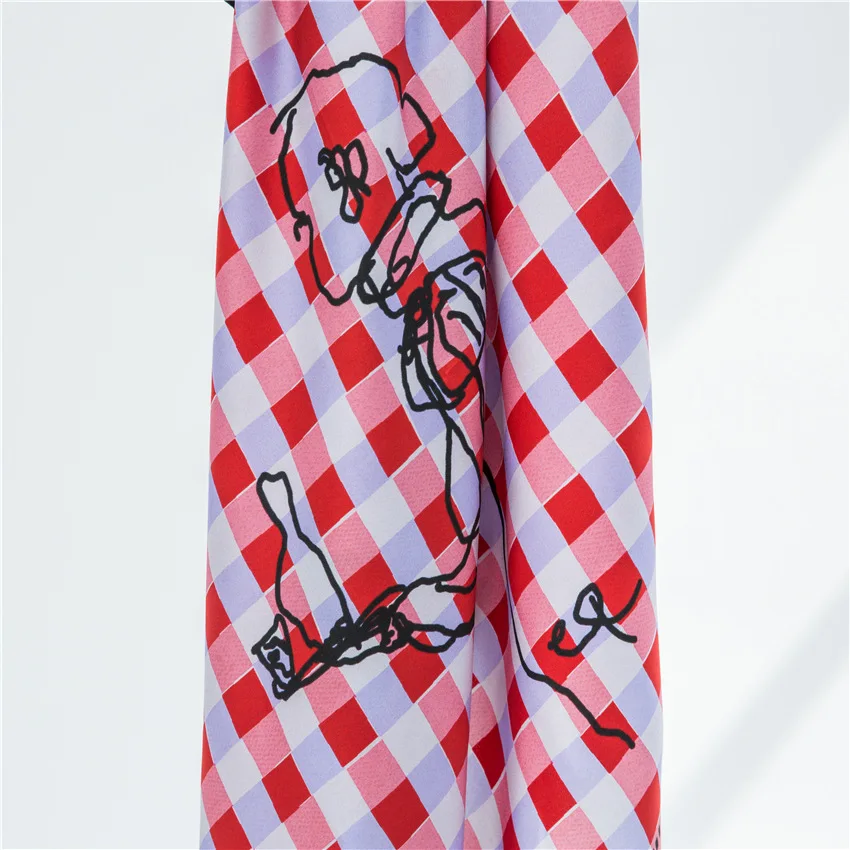 

88*88cm New Silk Scarf Ladies Red Plaid Silk Scarf Mulberry Silk Twill Silk Scarf Square Scarf