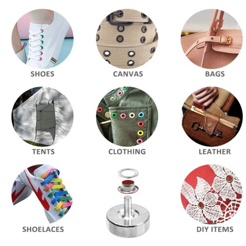 

Grommet Kit, 540 Sets 5mm Multi-Color Metal Eyelets Grommets Set with 3 Setting Tools (12 Colors)