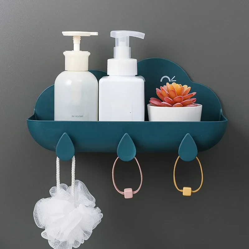 

Bathroom Storage Rack Wall-Mounted Multifunctional Non-Marking Paste Soap Holder Perforation-Free Cloud Bathroom Shower Shelves