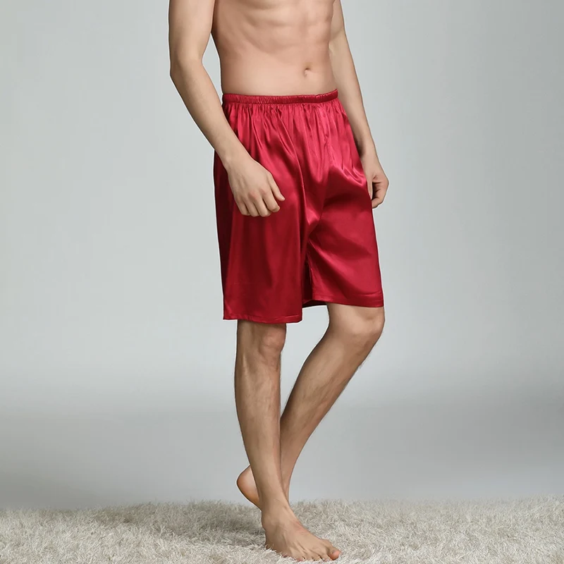 Mens Sleep Bottoms Sleepwear Men Underwear Imitation Silk Satin Shorts Fashion Print Nightwear