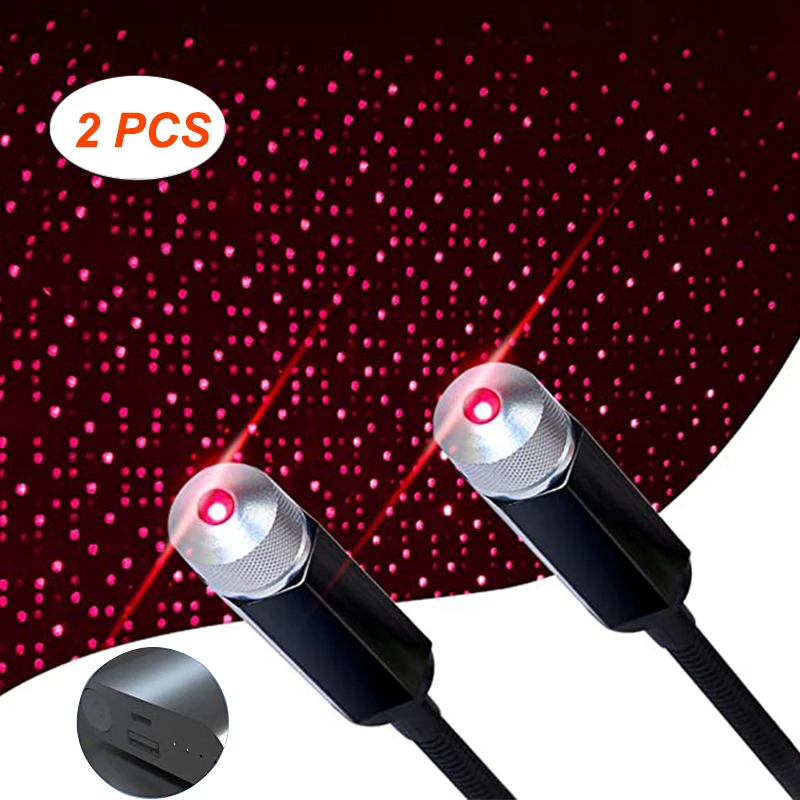 

2Pcs USB Car Star Laser Lights Romantic Night Light Projector Indoor Atmospheres Decoration