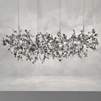 postmodern argent lighting handmade stainless steel leaf chandelier lamp for living roombedroom home decor lighting