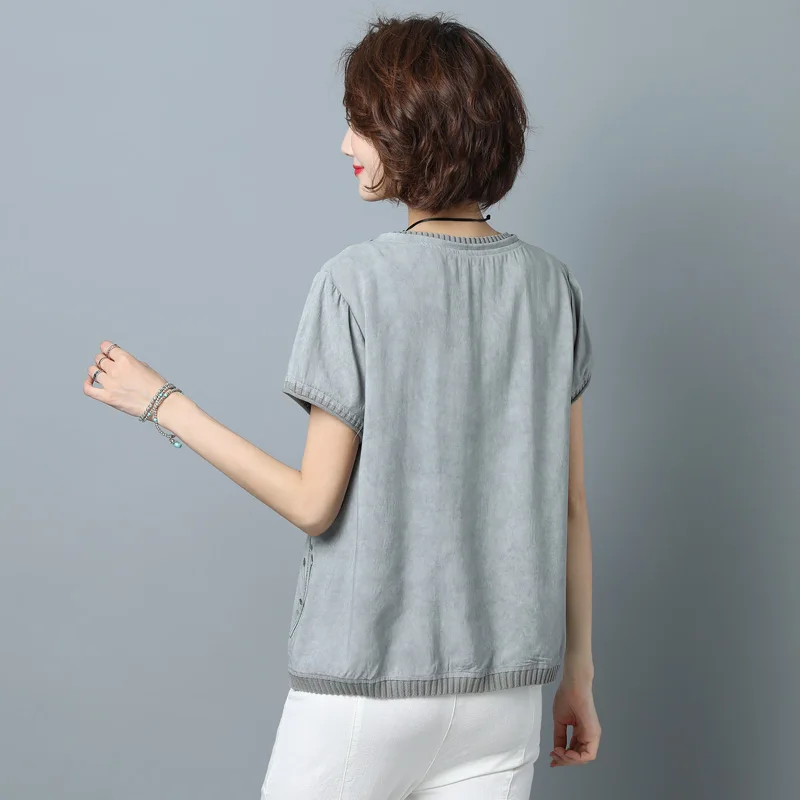 Летняя футболка для женщин среднего возраста большие женские удобные топы 4