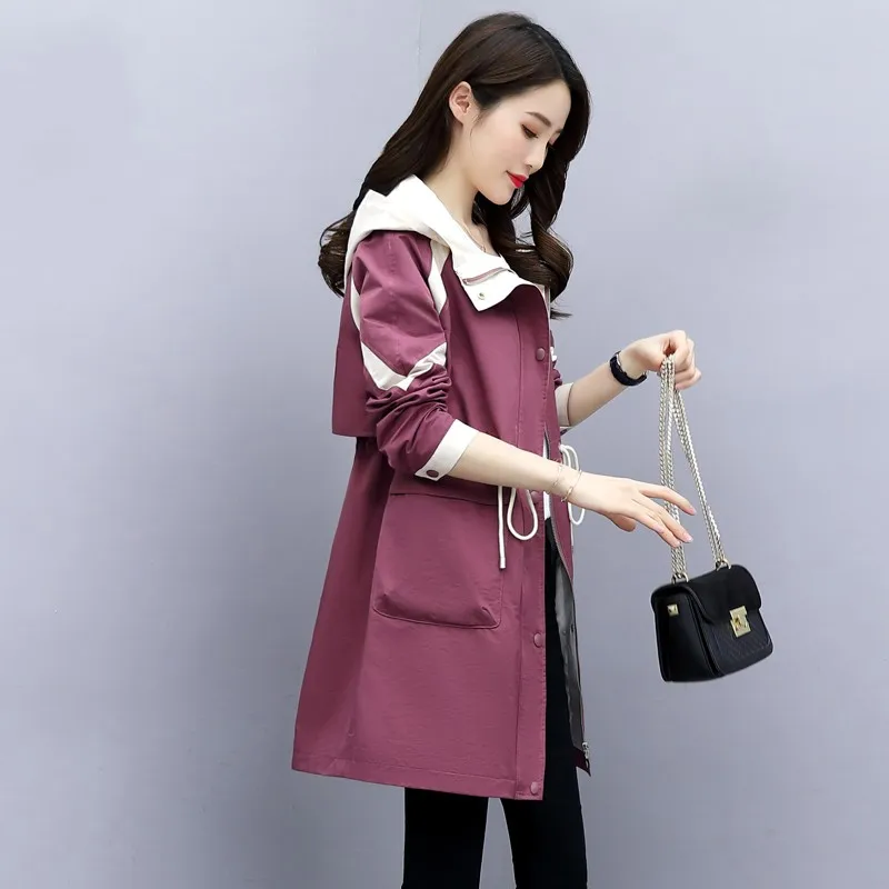 Ветровка женская демисезонная в Корейском стиле винтажная длинная свободная Y10